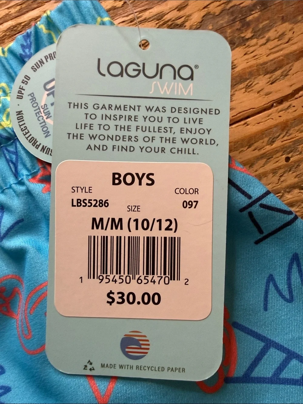Laguna B Bright Blue Flamingo & Tropical Print Swim Trunks